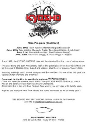 2008 Kyosho Masters - Announcement