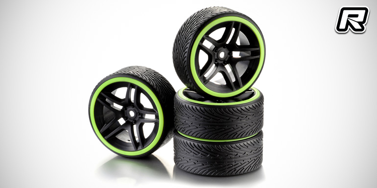 Absima pre-mounted 1/10th drift tyres