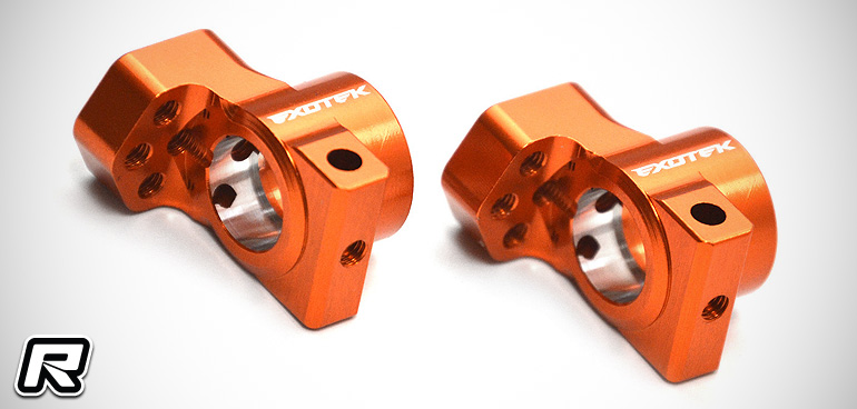 Exotek XB2 CE alloy rear camber mount & rear hubs