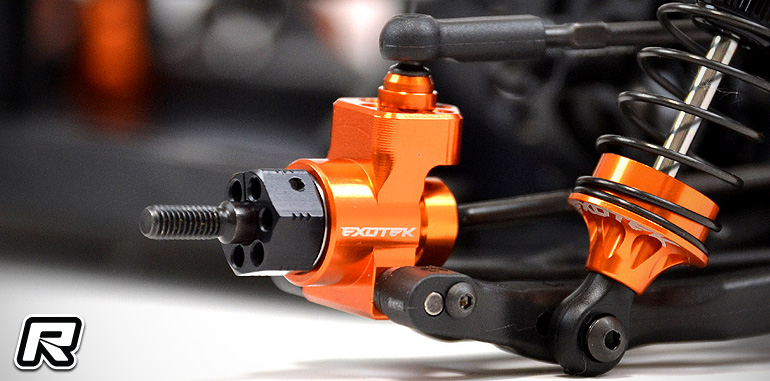 Exotek XB2 CE alloy rear camber mount & rear hubs