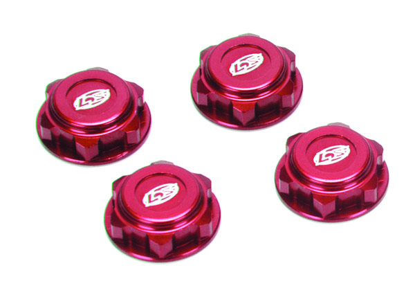 Losi Covered 17mm Aluminum Wheel Nuts (Red) (4)(LOSA3538R)